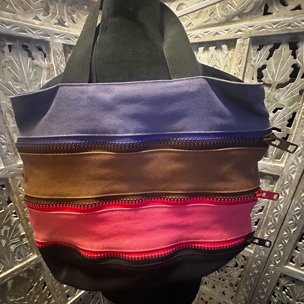 Multicolor Zippered Tote Bag